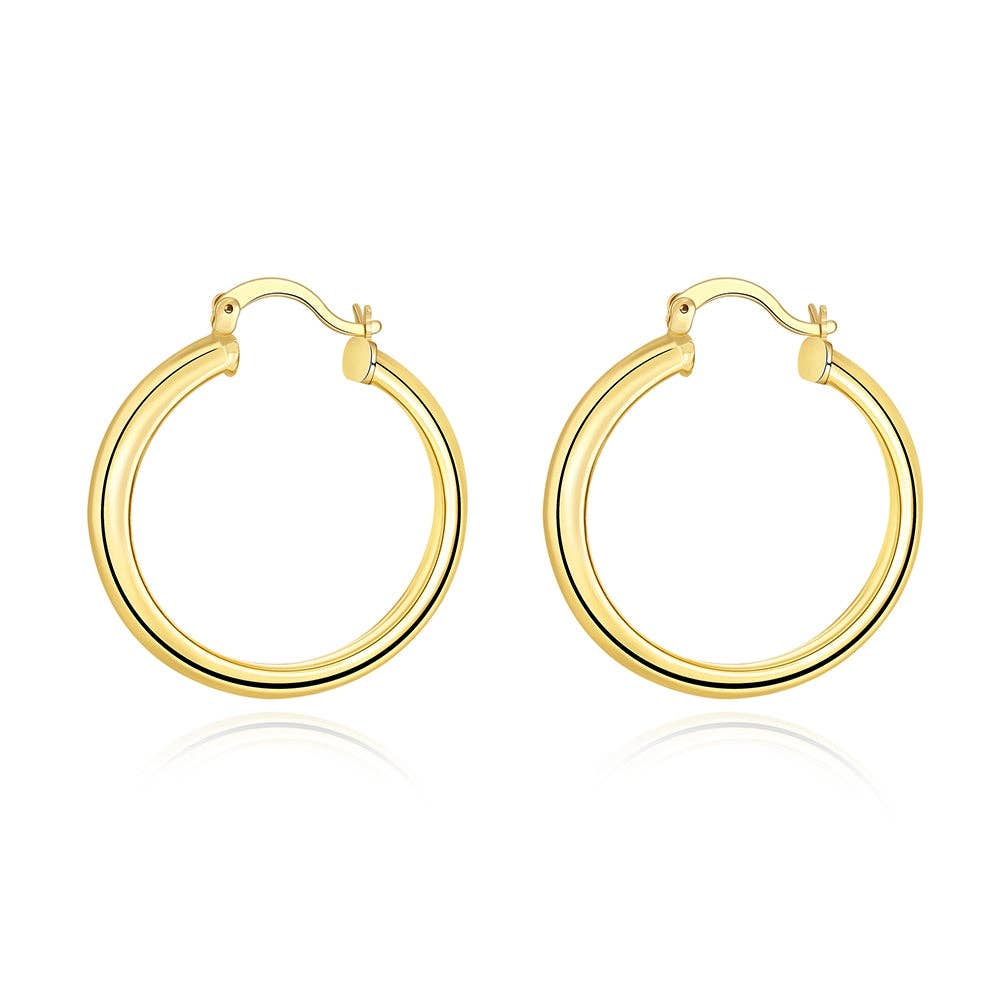 1.35" Classic Round Hoop Earring in 18K Gold Plated