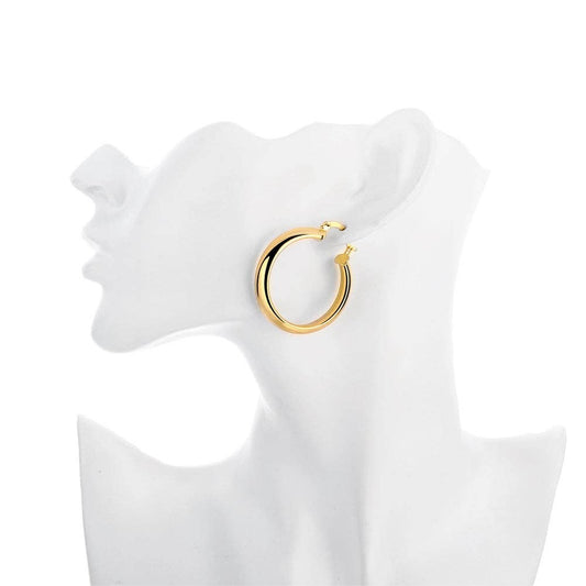 1.35" Classic Round Hoop Earring in 18K Gold Plated