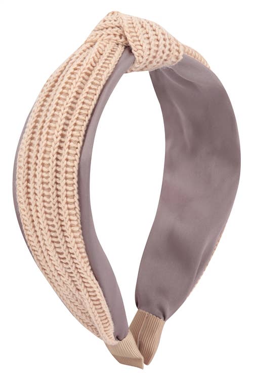WCH1035 - KNITTED KNOT HEADBAND HAIR ACCESORIES: BEIGE