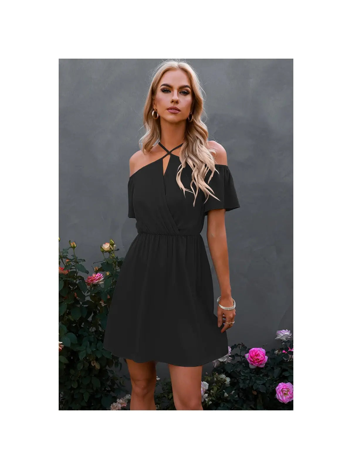 Cross Strapped Off Shoulder Dress