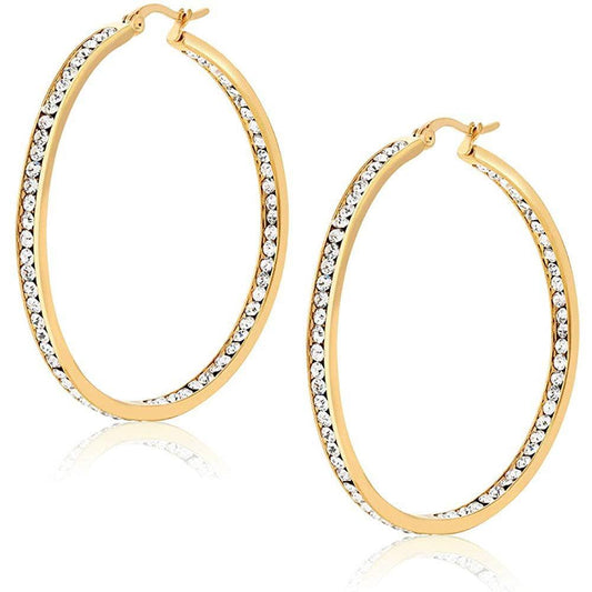 18k Gold Plated Diamond hoop earrings