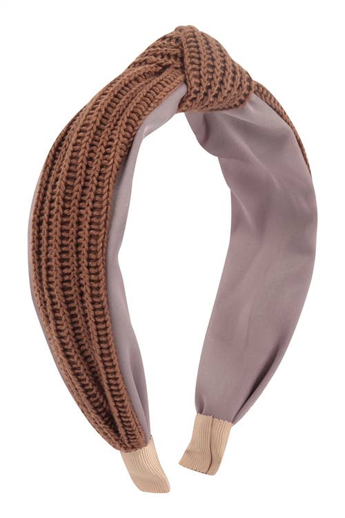 WCH1035 - KNITTED KNOT HEADBAND HAIR ACCESORIES: BEIGE